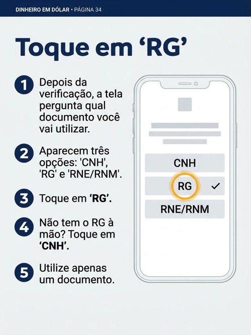 Página 34: Toque em ‘RG’