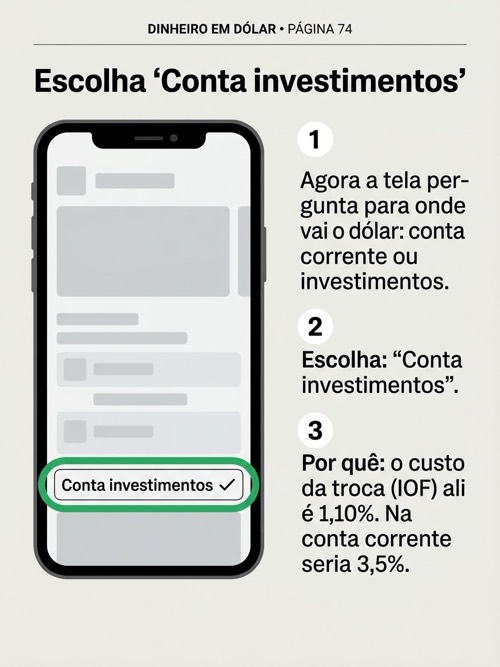 Página 74: Escolha ‘Conta investimentos’