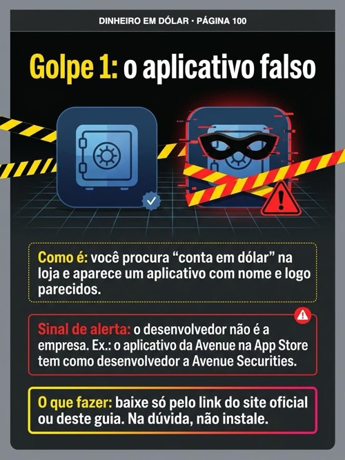 Página 100: Golpe do aplicativo falso
